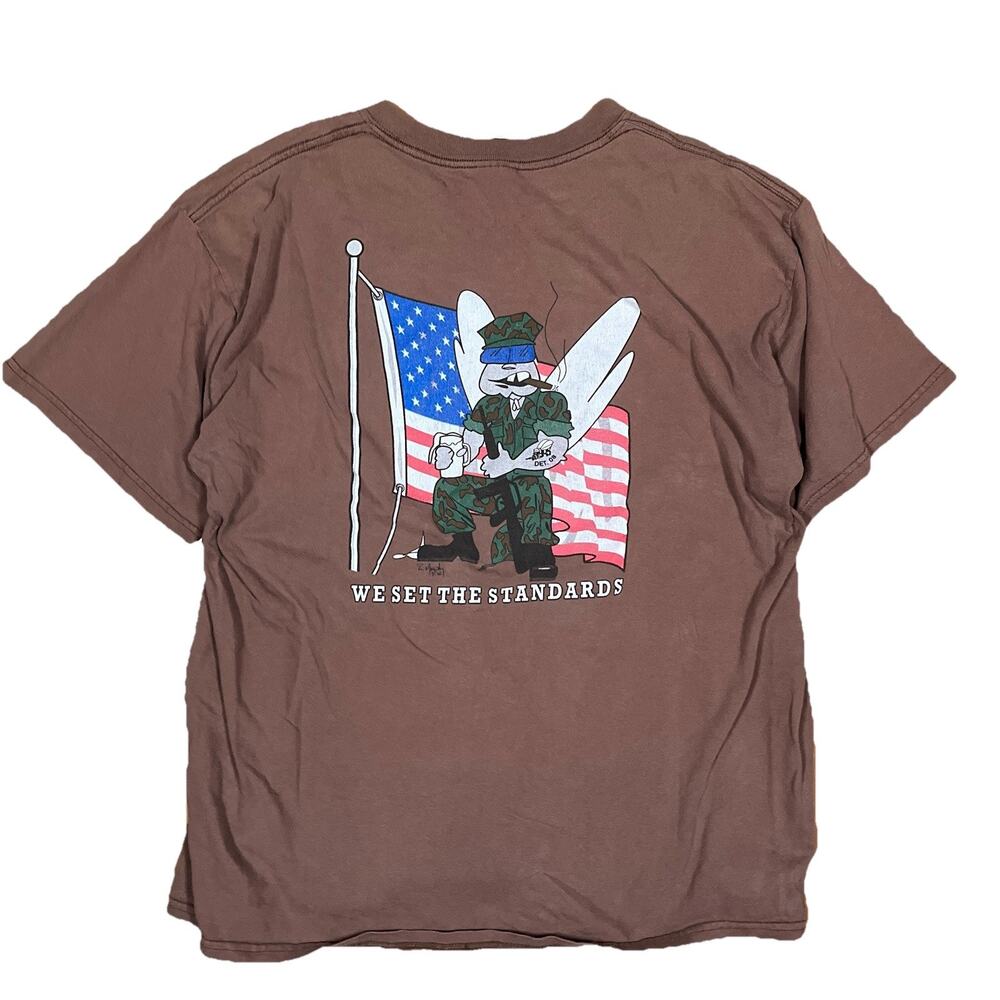 Vintage United States Navy Seabees XL T-Shirt Cartoon NMCB 14 DET. 08 Military